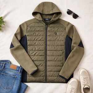 Polo Ralph Lauren Olive Hybrid Puffer Hoodie | Athleisure Luxe